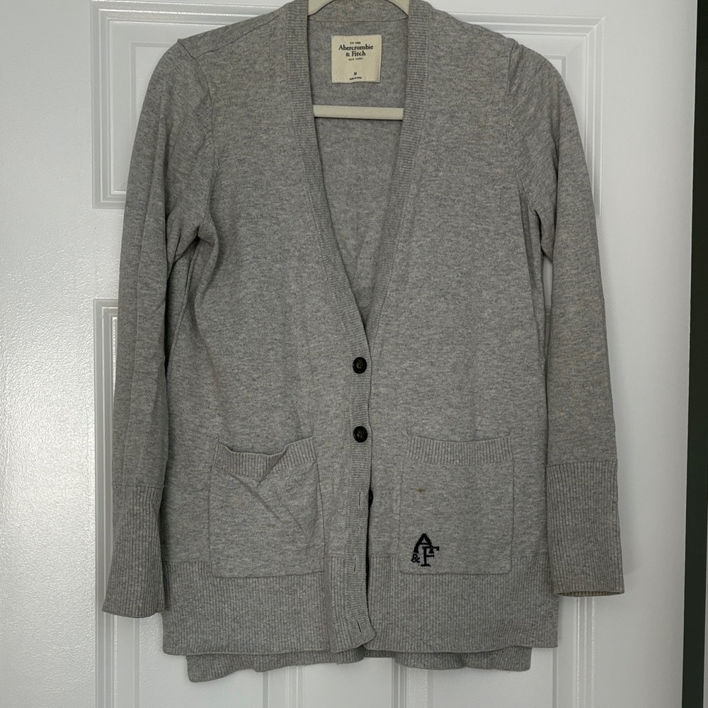 Abercrombie & Fitch Gray Cardigan Sweater